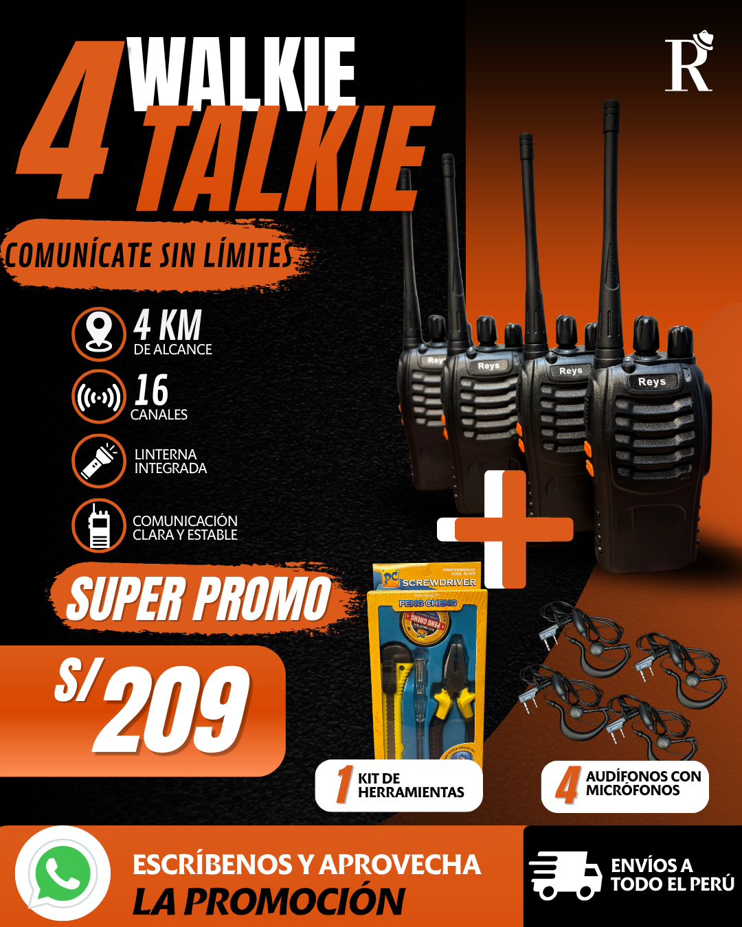 PACK WALKIE TALKIE 4KM -R888S