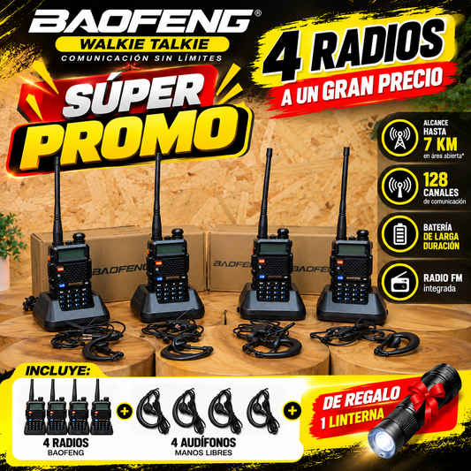 4 RADIOS BAOFENG 7KM - UV5R