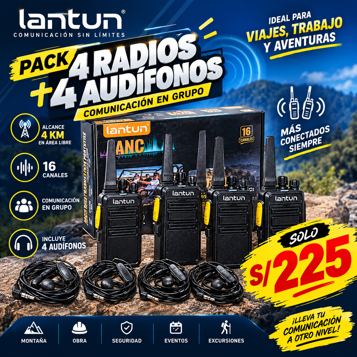 PACK WALKIE TALKIE 4KM - LANTUN