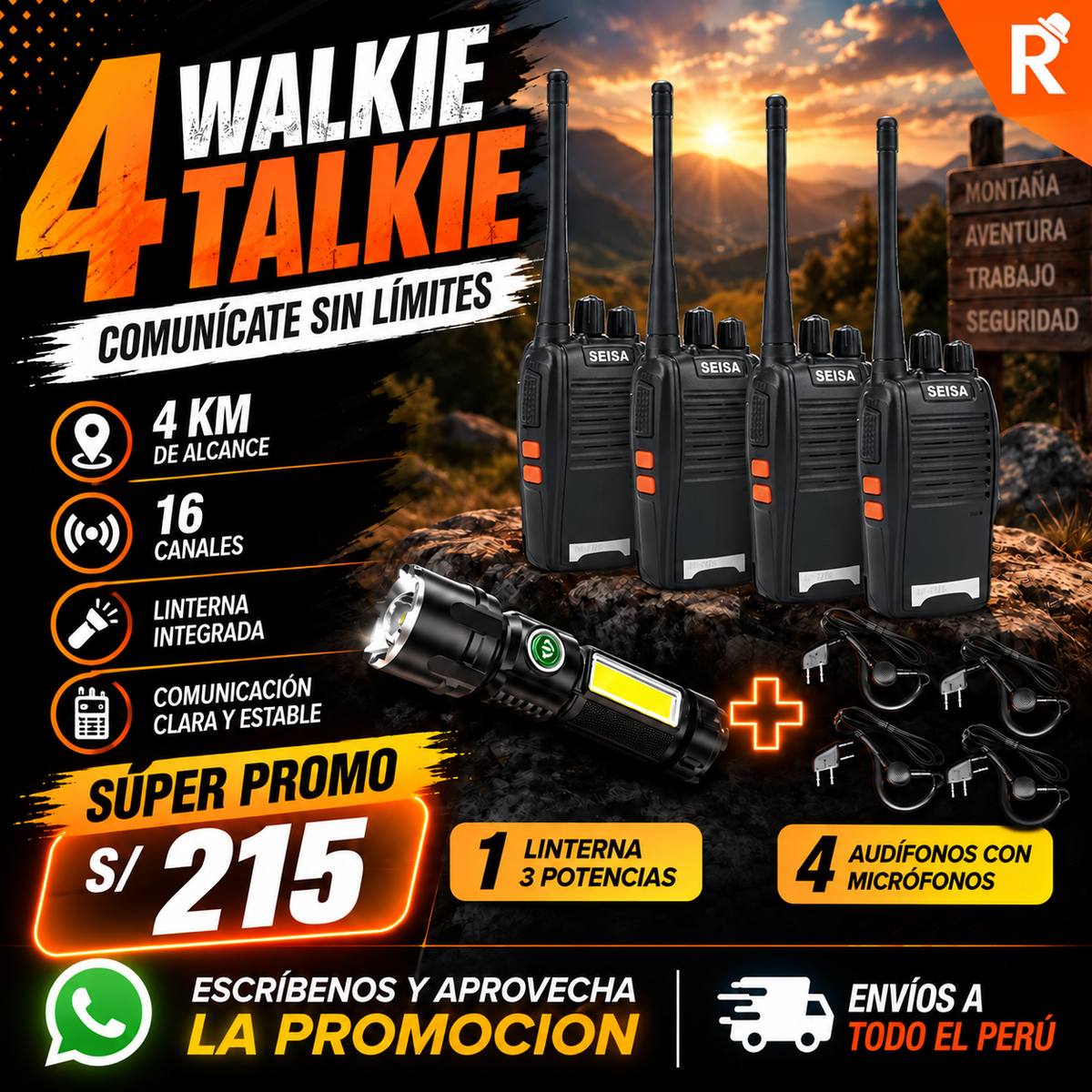 PACK WALKIE TALKIE 4KM